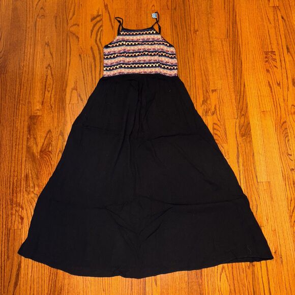 DESIGN LAB Black Embroidered Boho Maxi Dress, Size M - Picture 2 of 6